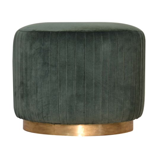 Emerald Velvet Pleated Footstool