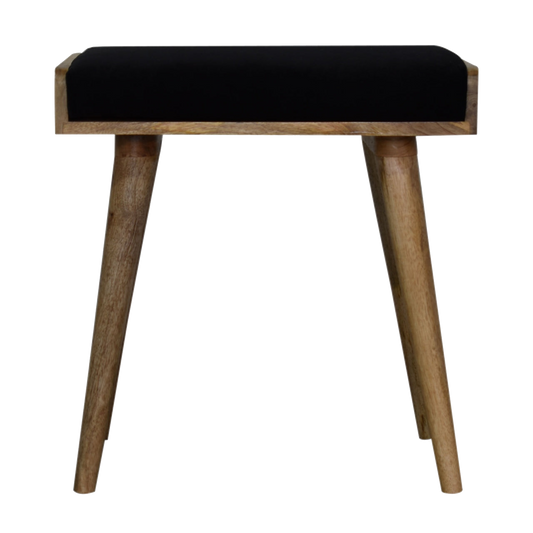 Black Velvet Tray Style Footstool