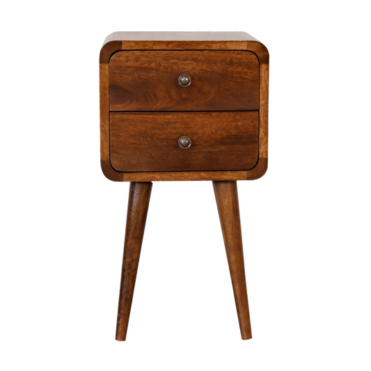 Mini Chestnut Curved Bedside