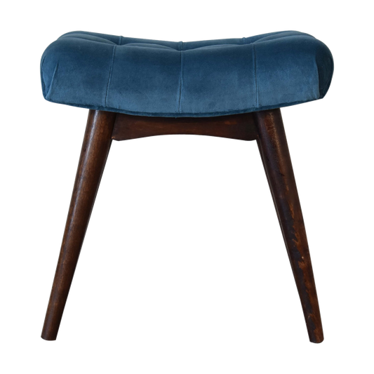 Mini Teal Velvet Curved Bench