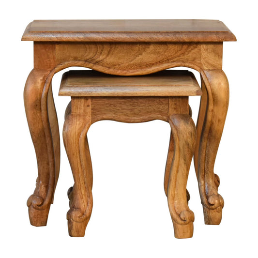 Oak-Style French Style Stool Set