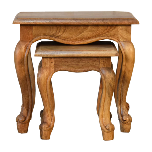 Oak-Style French Style Stool Set