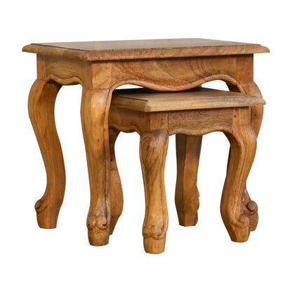 Oak-Style French Style Stool Set