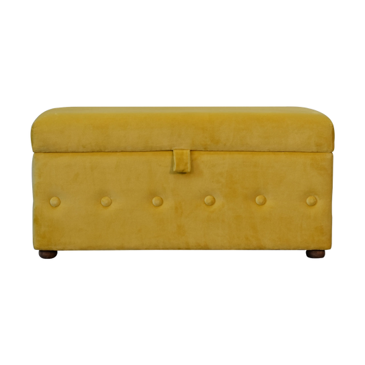 Mustard Velvet Lid-up Ottoman