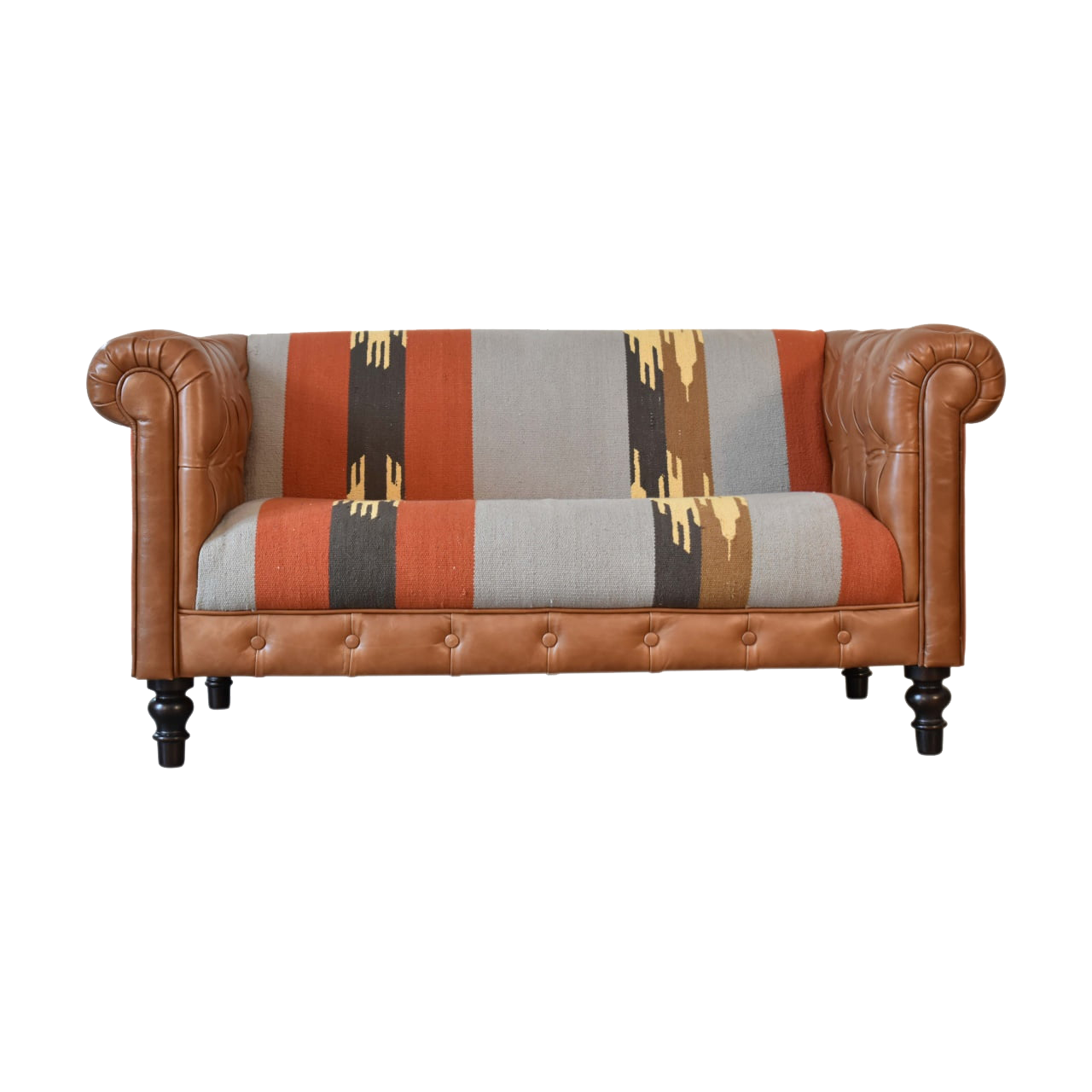 Durrie & Leather Mixed Sofa