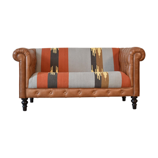 Durrie & Leather Mixed Sofa