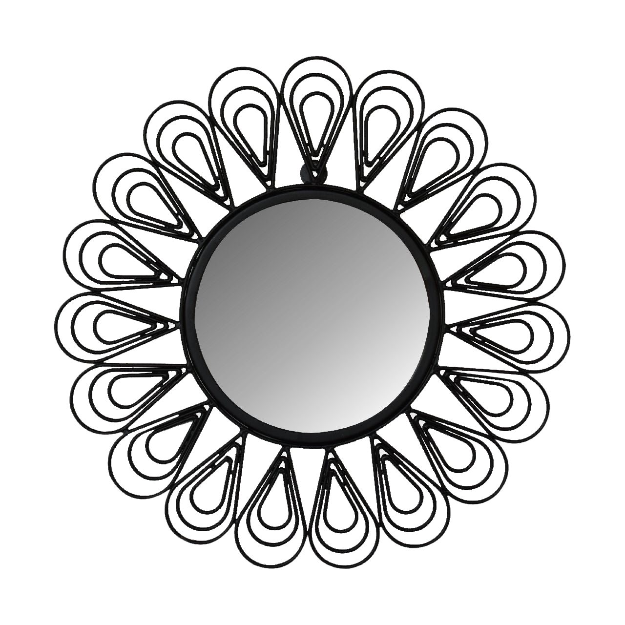 Black Coated Wired Flower Mirror