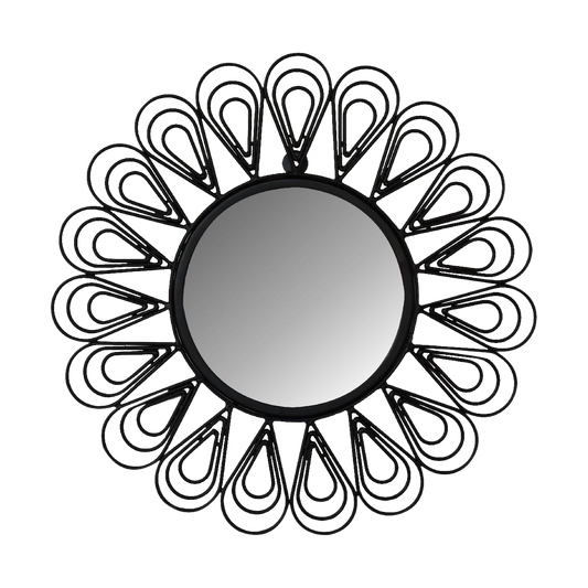 Black Coated Wired Flower Mirror