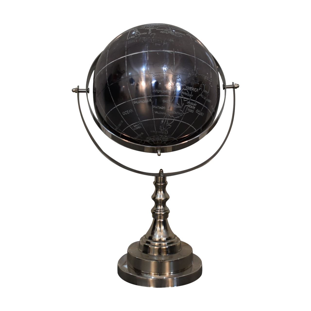 Black Globe with Chrome Frame