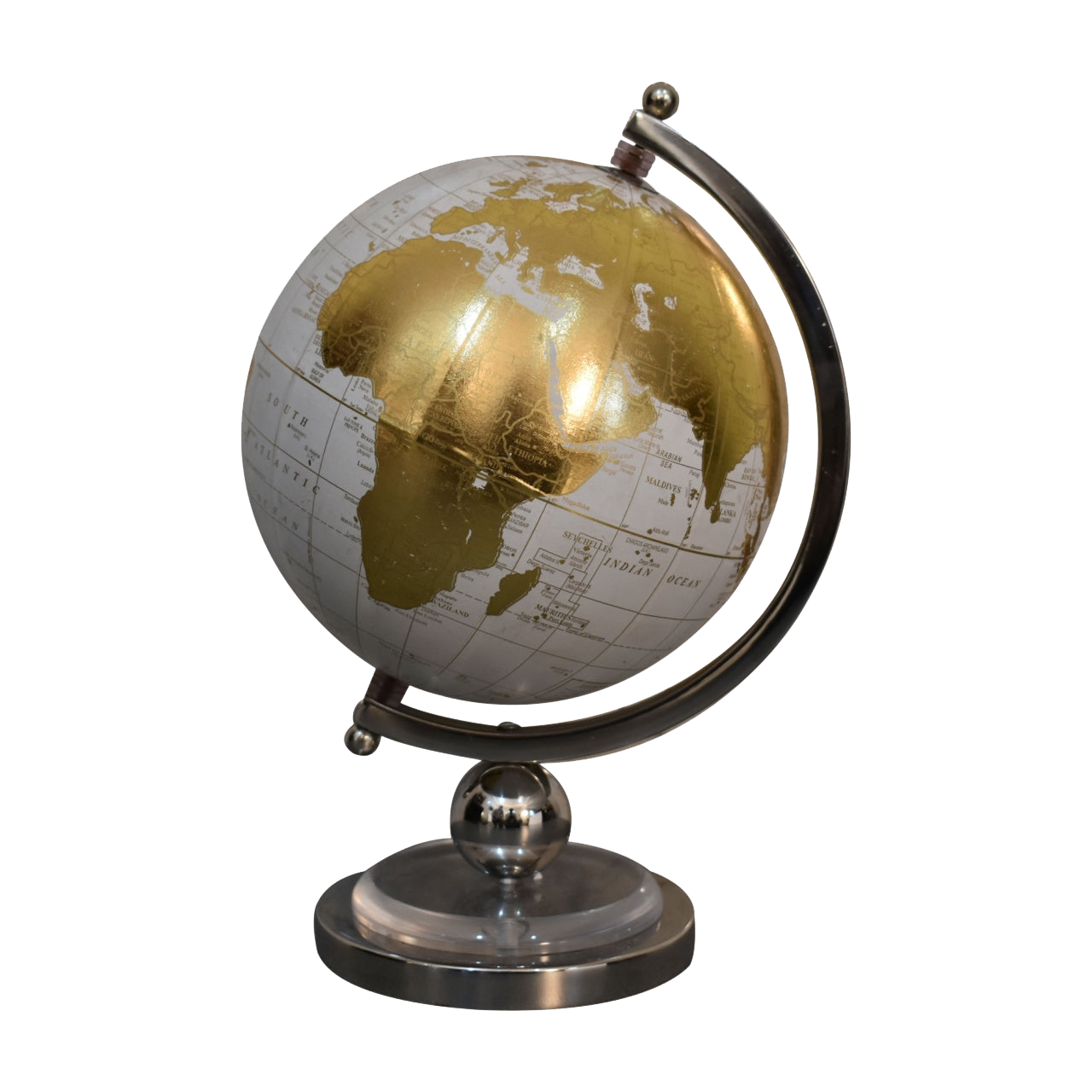 White Globe with Chrome Frame
