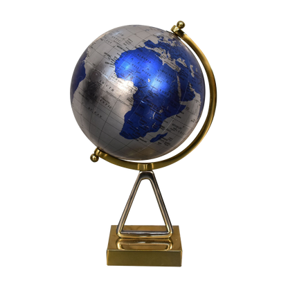 Mixed Chrome and Brass Blue Globe