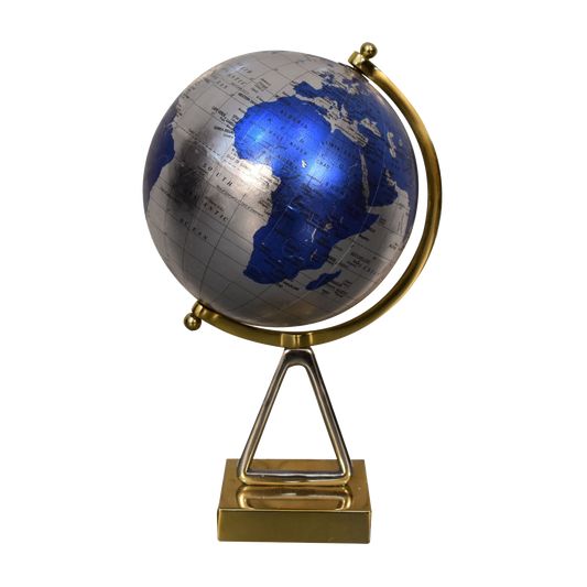 Mixed Chrome and Brass Blue Globe