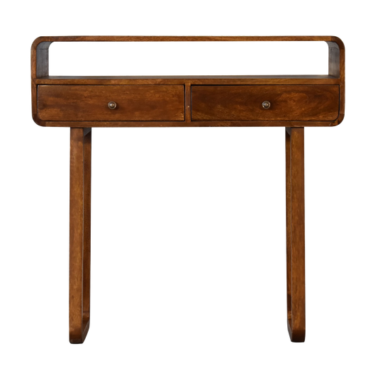 U-Curved Chestnut Console Table