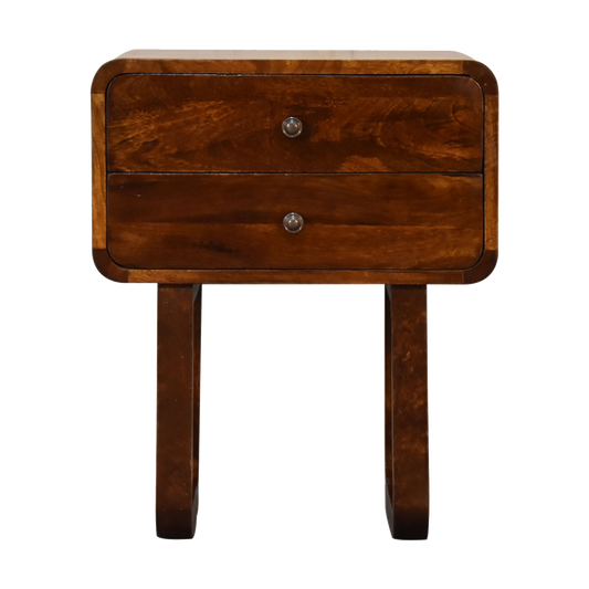 U-Curved Chestnut Bedside