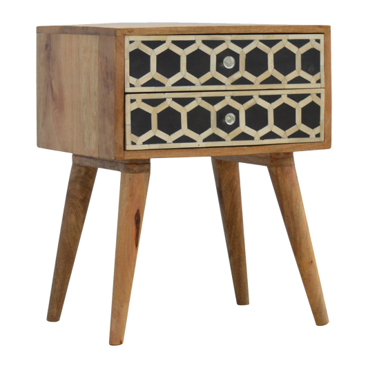 Bone Inlay Bedside with 2 Drawers