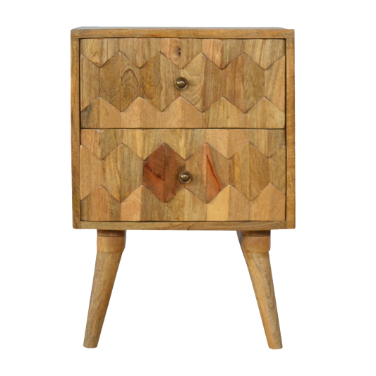 Pineapple Carve 2 Drawer Bedside