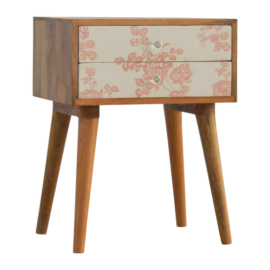 Pink Floral Screen Printed Bedside