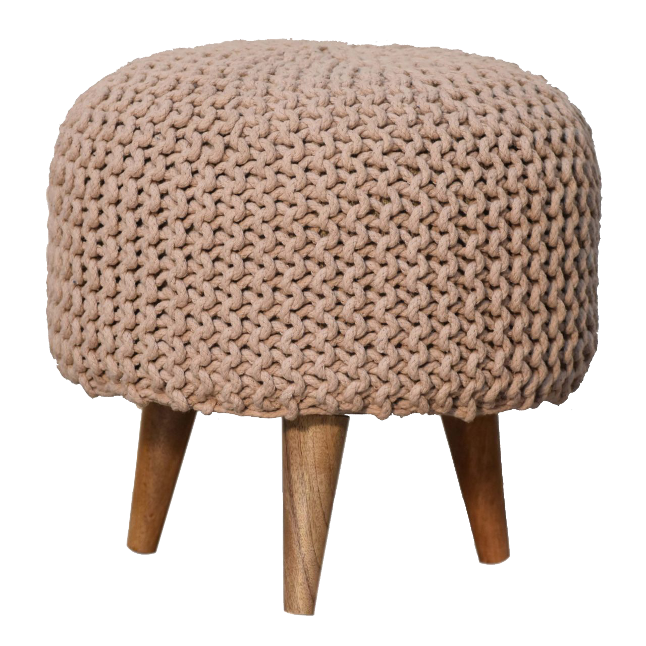 Keeva Beige Round Footstool