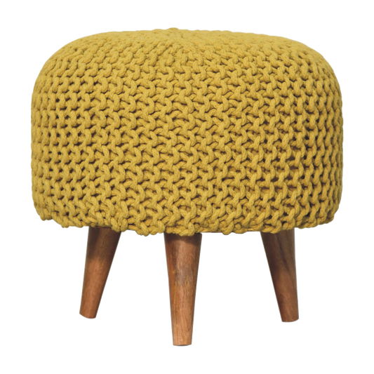 Keeva Mustard Round Footstool