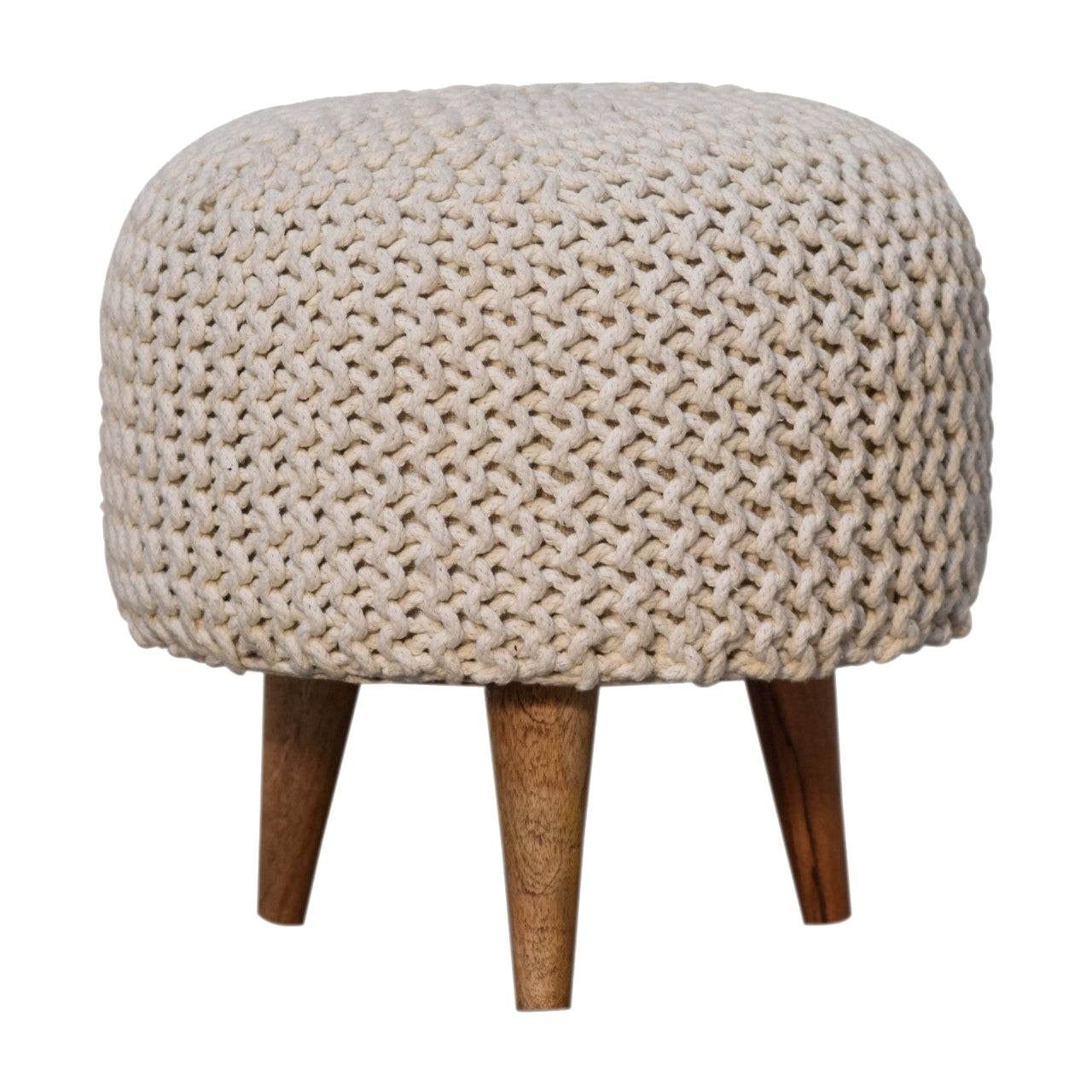 Keeva White Round Footstool