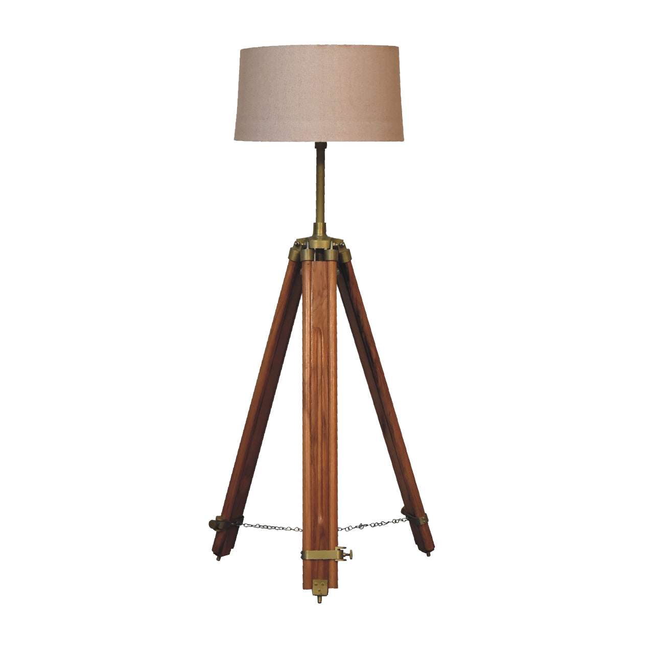 Wooden Brass Teak Floor Lamp
