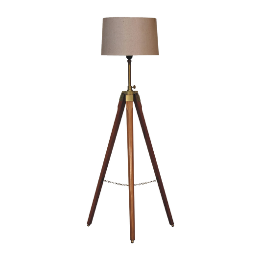 Fixed Brass Plated Tripod Floor Lamp