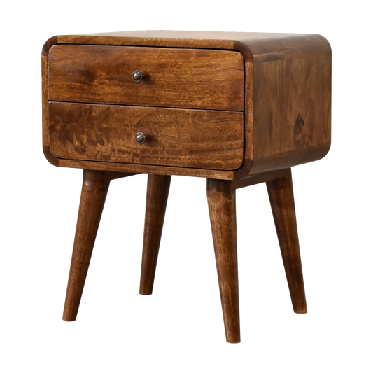 Curved Chestnut Bedside