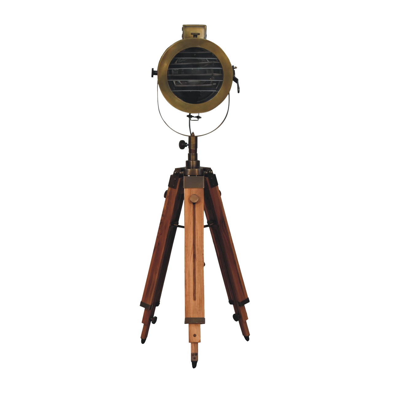 Brass Antique Tripod Fold Spotlight Floor Lamp