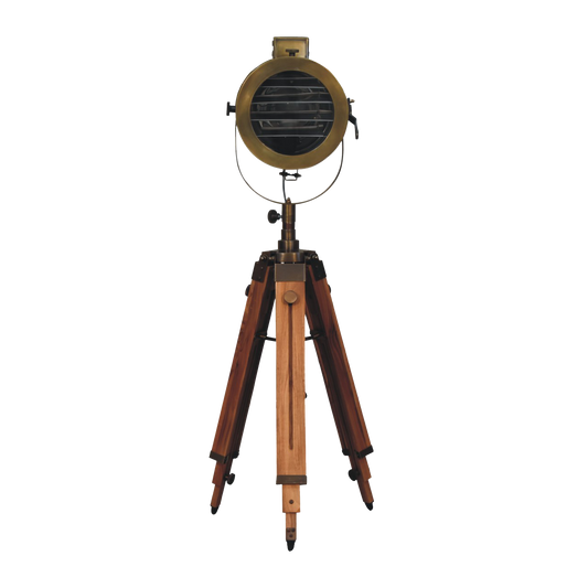 Brass Antique Tripod Fold Spotlight Floor Lamp