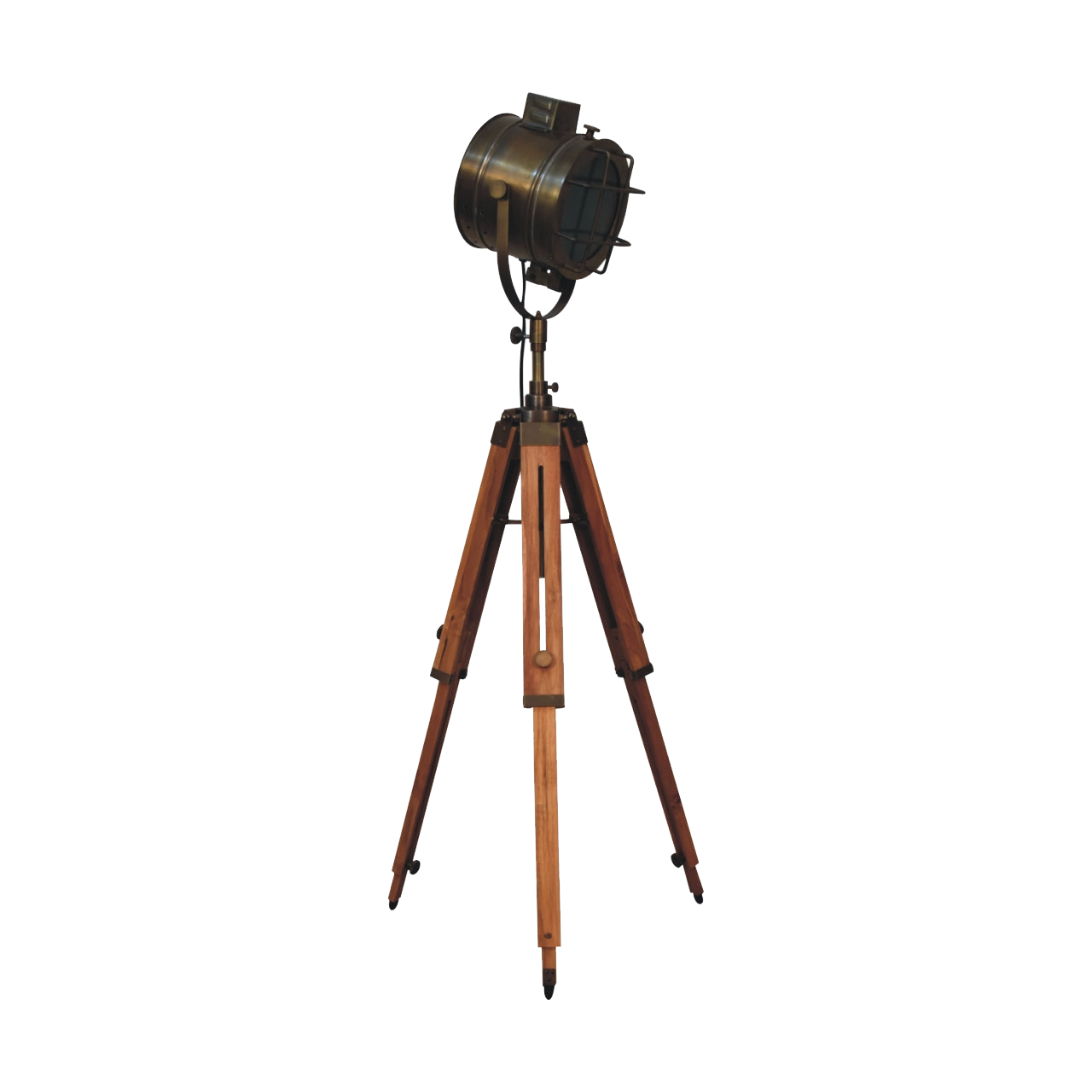 Caged Brass Spotlight Floor Lamp