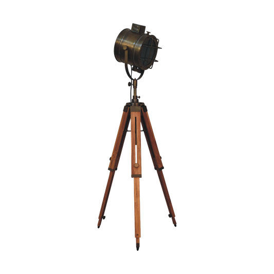 Caged Brass Spotlight Floor Lamp