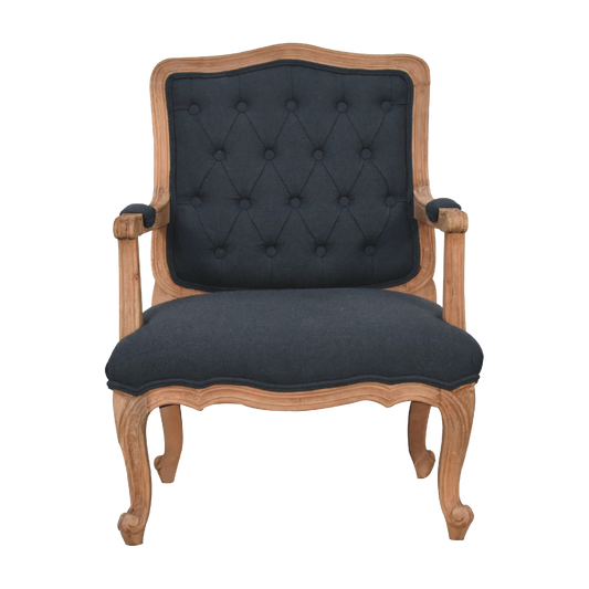 Navy Blue Linen French Style Chair
