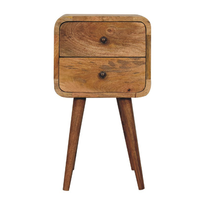 Mini Oak-Style Curved Bedside