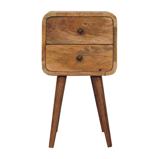 Mini Oak-Style Curved Bedside