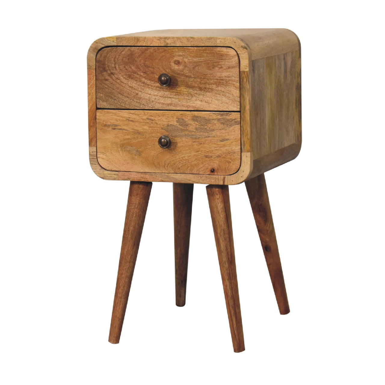 Mini Oak-Style Curved Bedside