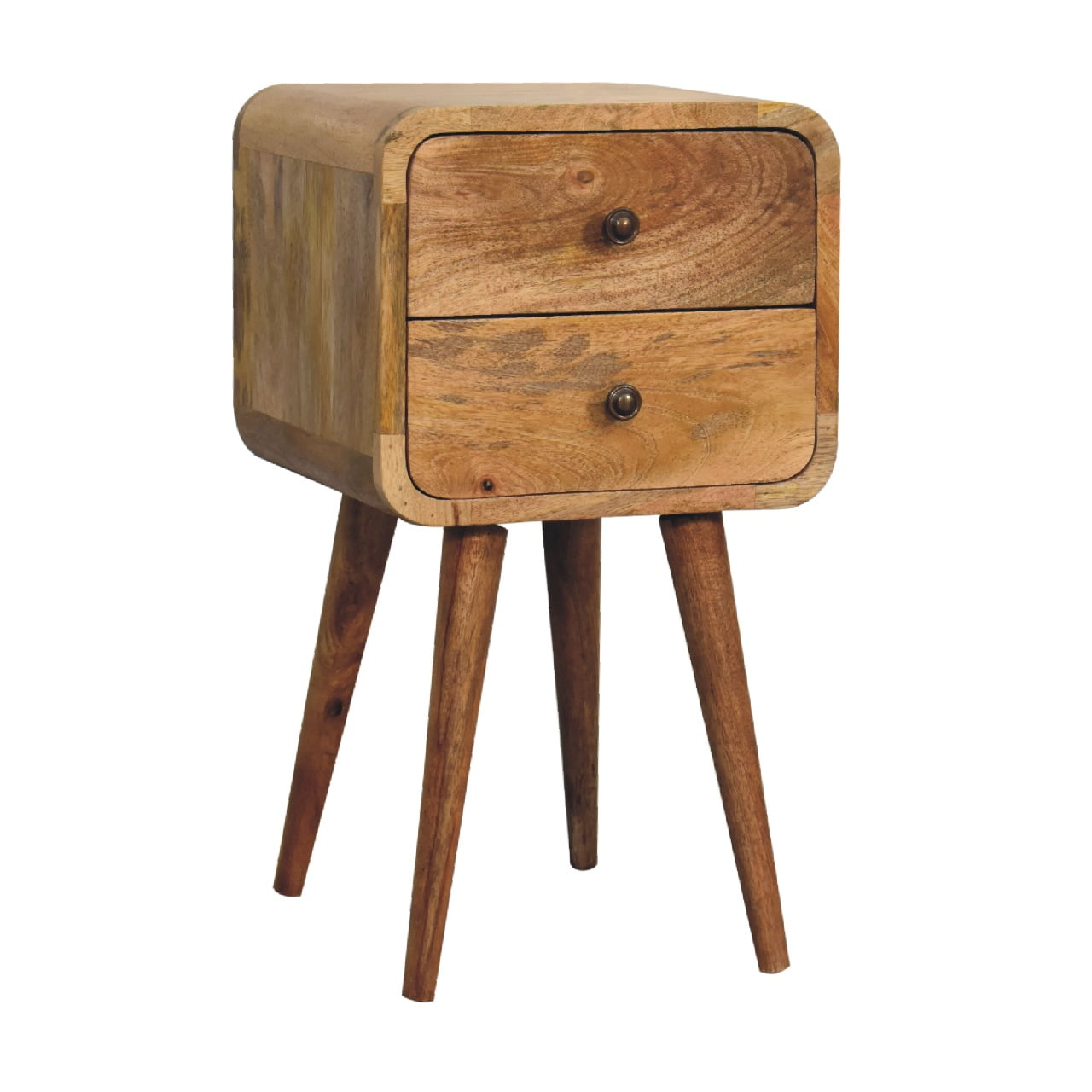 Mini Oak-Style Curved Bedside