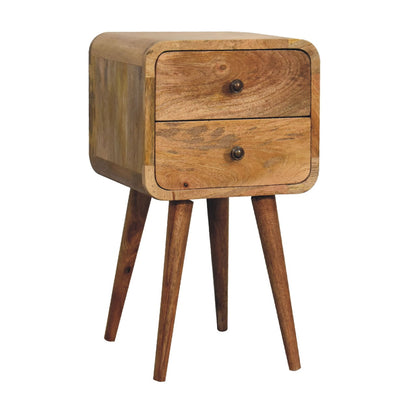 Mini Oak-Style Curved Bedside