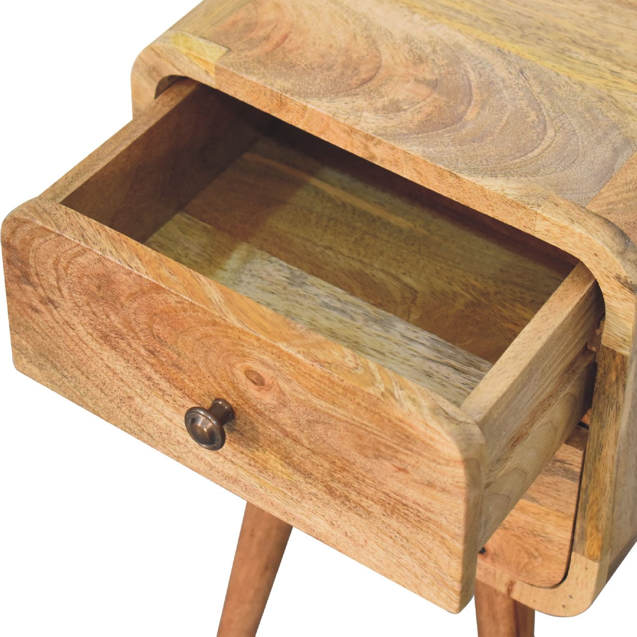 Mini Oak-Style Curved Bedside