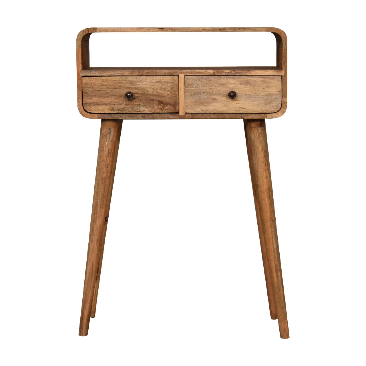 Mini Curved Oak-ish Console Table