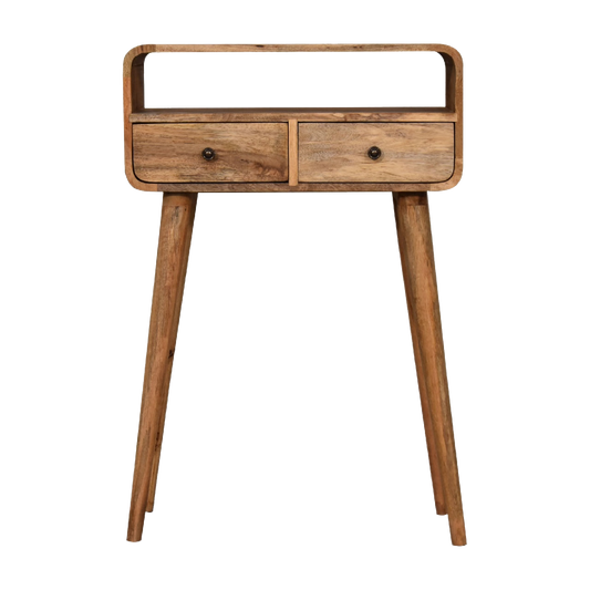 Mini Curved Oak-ish Console Table