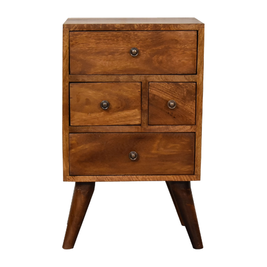 4 Drawer Multi Chestnut Bedside