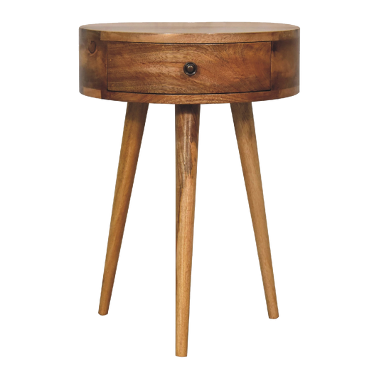 Mini Oak-ish Circular Shape Bedside