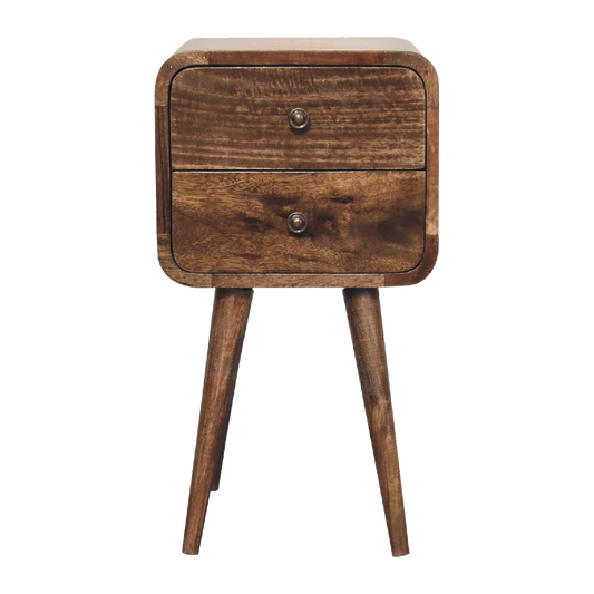 Mini Curved Grey Washed Bedside