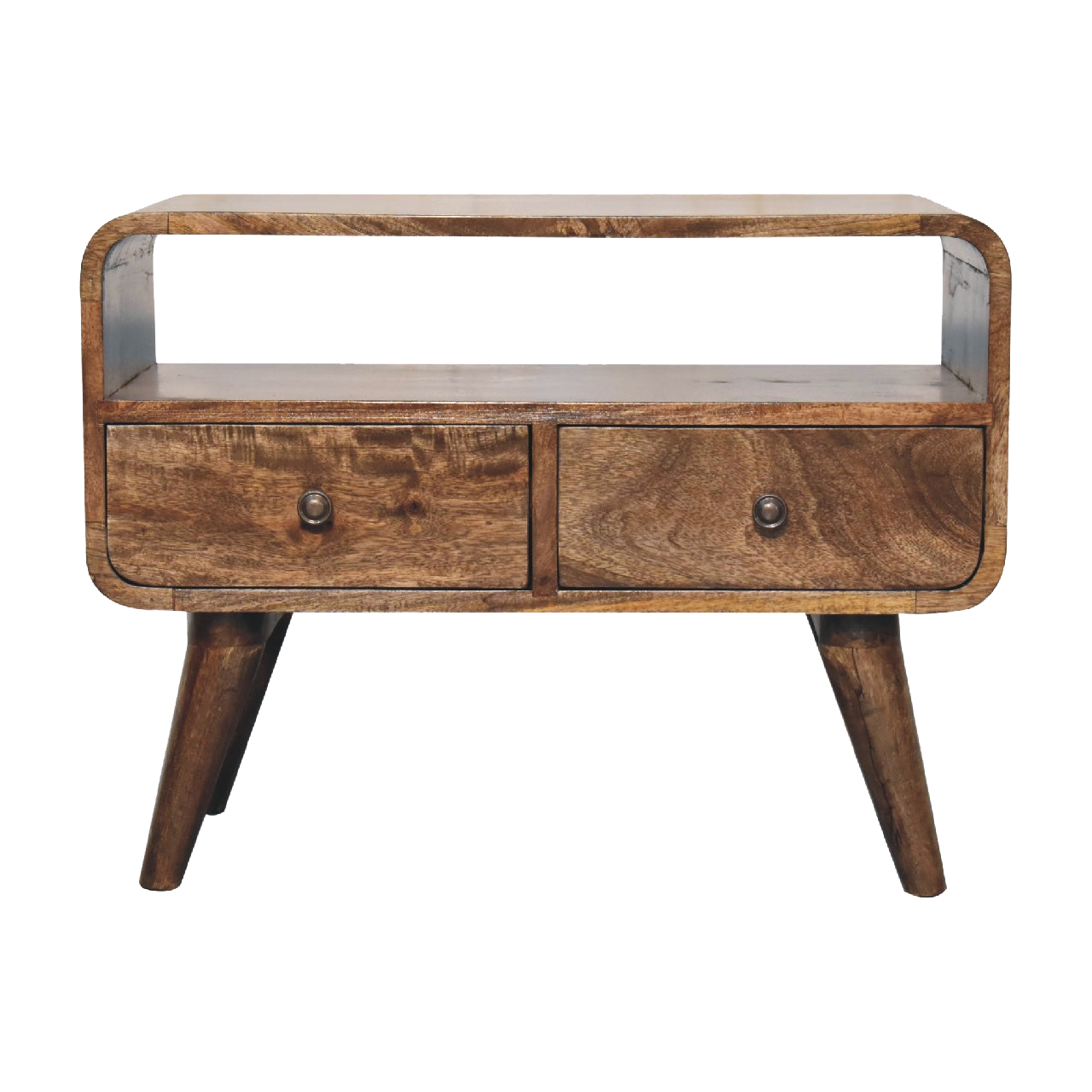 Mini Grey Washed Curved Media Unit