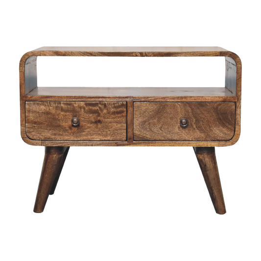 Mini Grey Washed Curved Media Unit