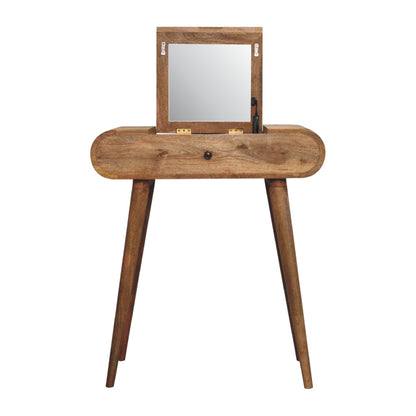 Mini Oak-Style Round Dressing Table