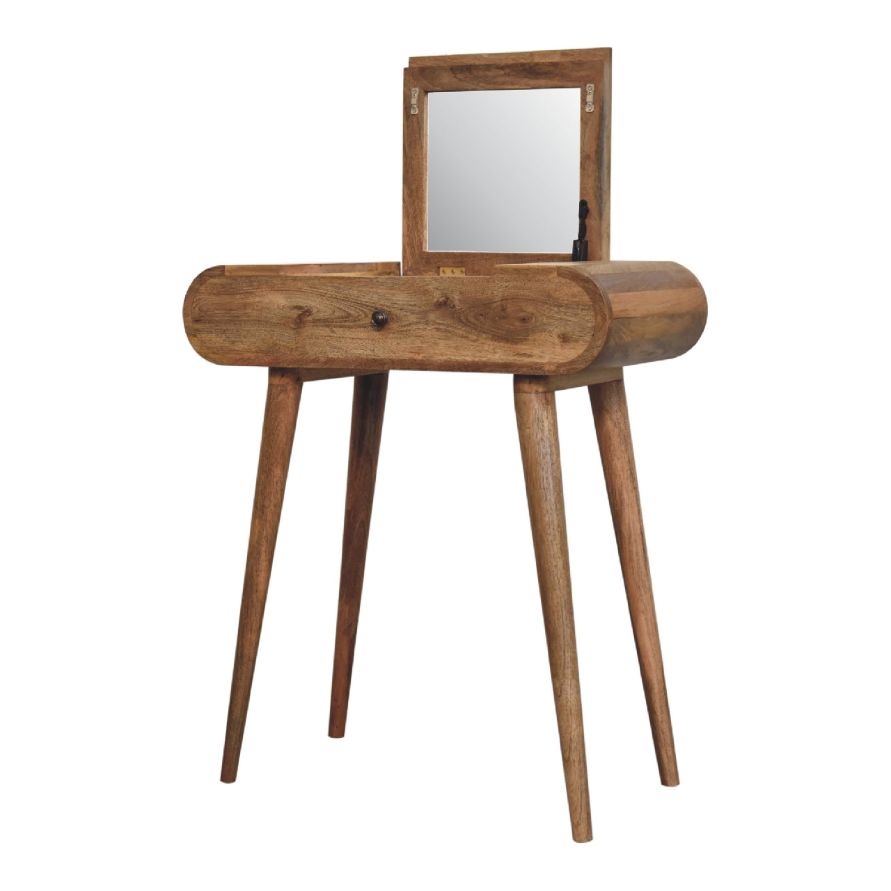 Mini Oak-Style Round Dressing Table