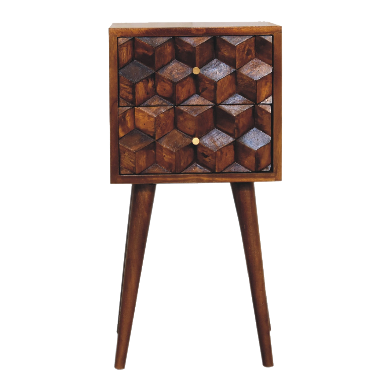 Mini Chestnut Cube 2 Drawer Bedside