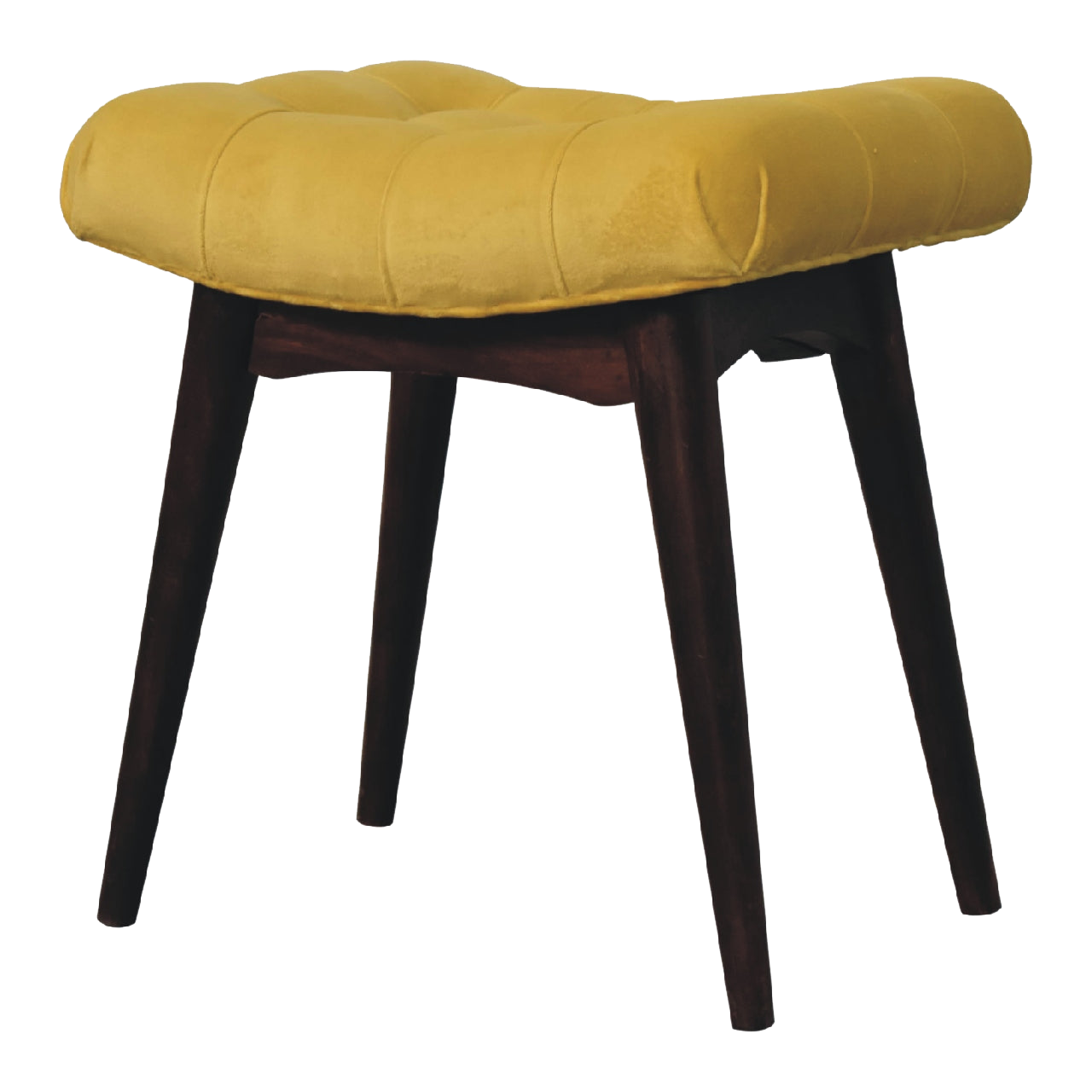 Mini Mustard Velvet Curved Bench