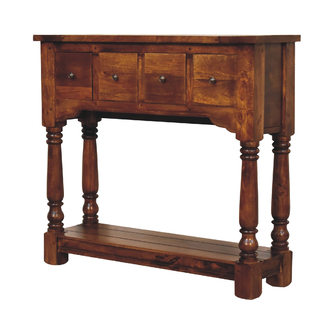 Chestnut 4 Drawer Console Table
